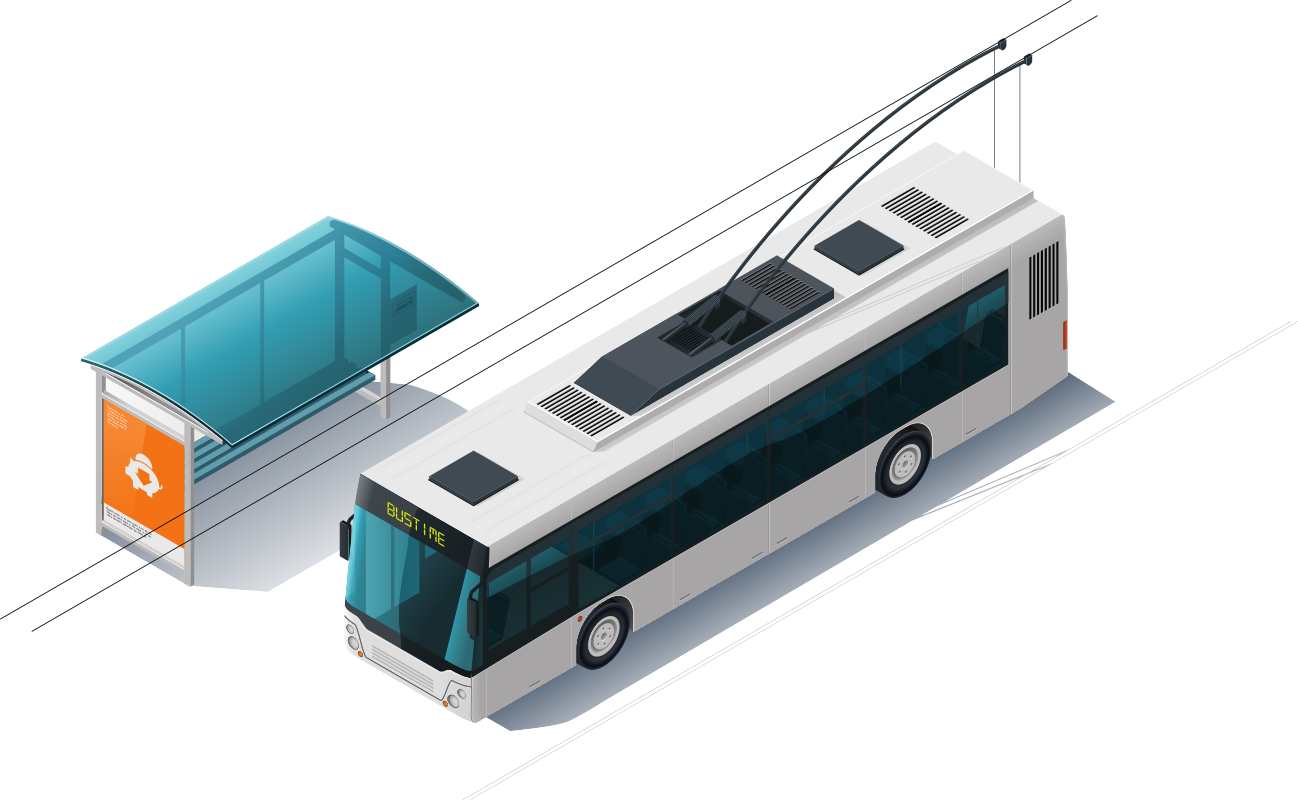 trolleybus ved stoppestedet